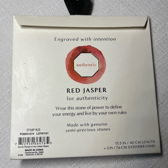 Red Jasper SOUL STACKS Intentions Pendant. Gold tone chain. “Authentic” on back - Picture 4 of 4